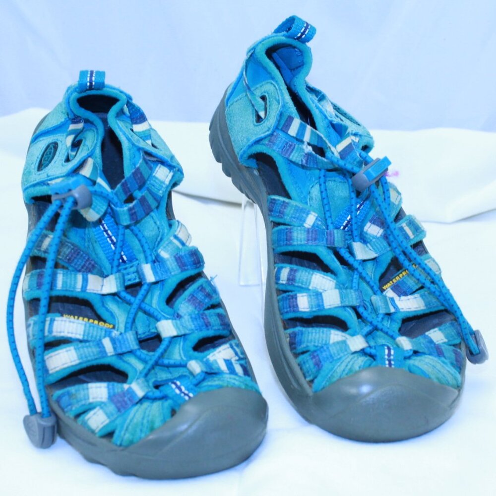 Keen Youth Size 2 Teal Blue White Whisper Hiking Trail Water Sport Shoes